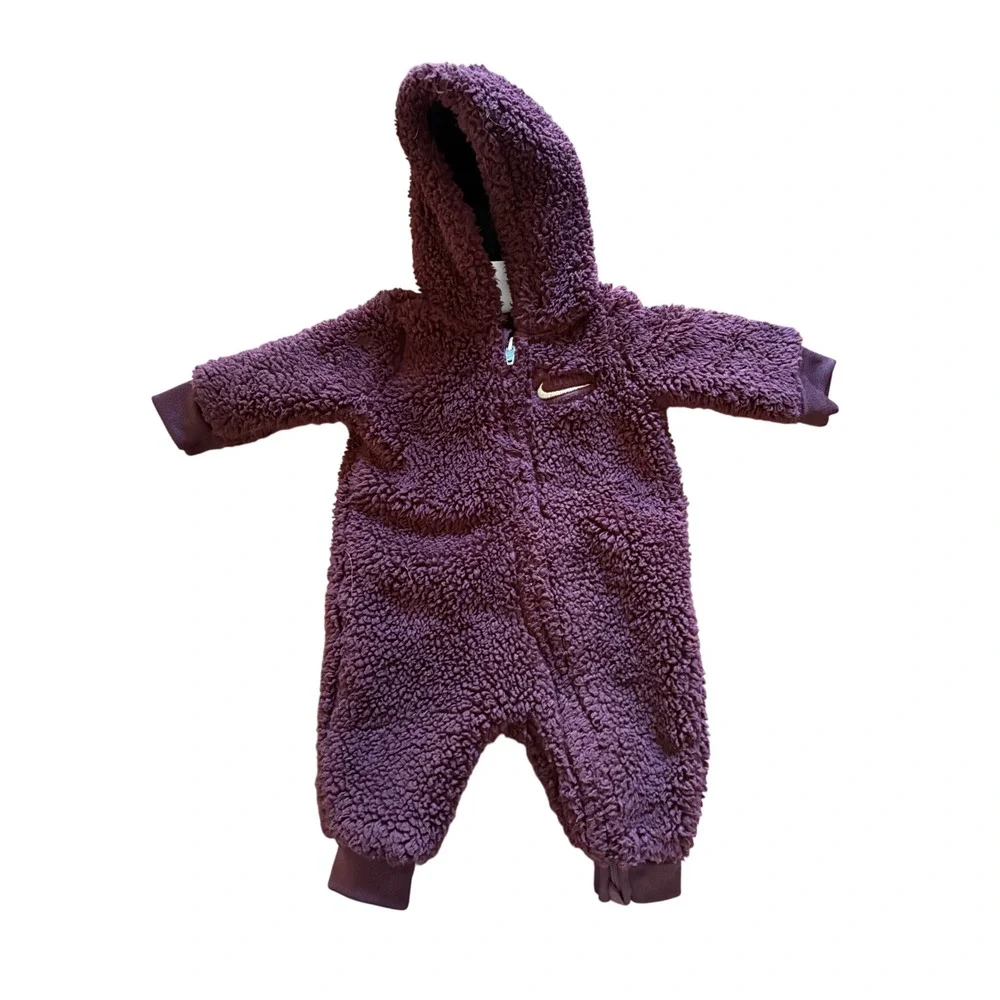 Nike Baby Sherpa Fleece Hooded Coverall Burgundy 3M 825664-292048